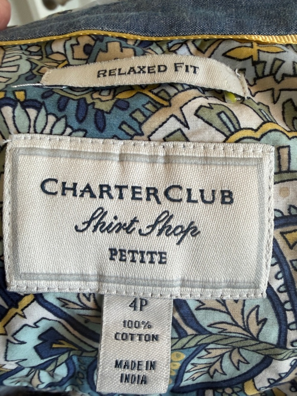 Charter Club Blue Paisley Button-Down Shirt - Picture 4 of 6